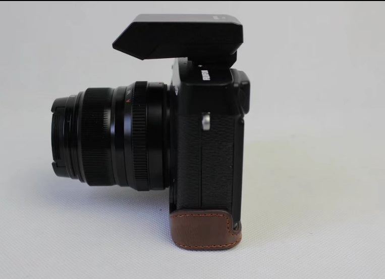 PU Leather Half Bottom Camera Protective Shell for Fujifilm X-E3 - Coffee
