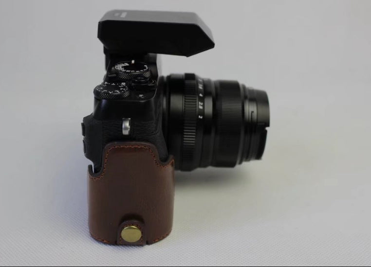 PU Leather Half Bottom Camera Protective Shell for Fujifilm X-E3 - Coffee