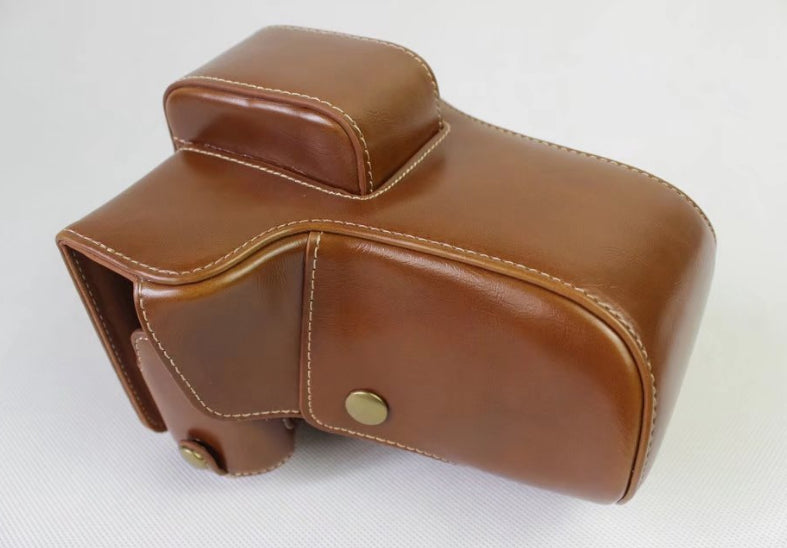 PU Leather Protective Cover + Strap + Camera Lens Bag for Fujifilm X-E3 (Long-focus Edition) Camera - Brown