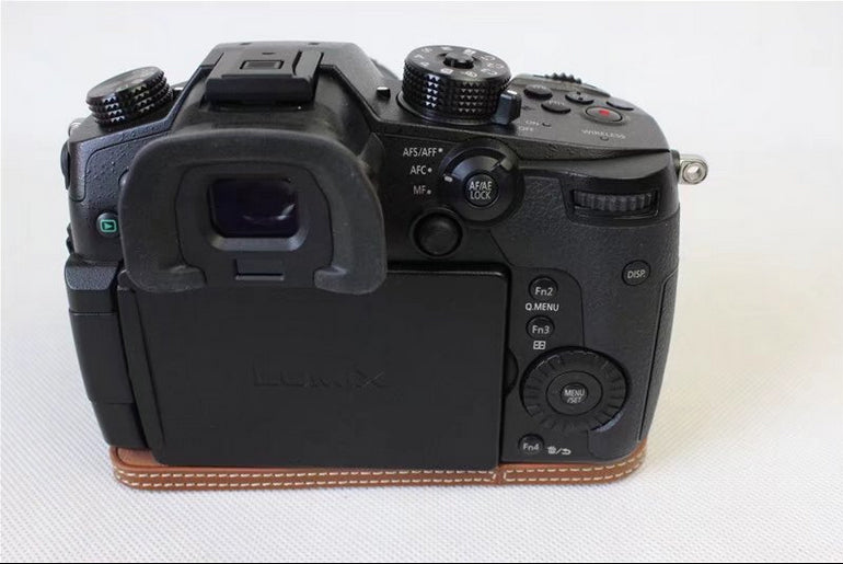 PU Leather Half Camera Case Bag for Panasonic DMC-GH5GK - Brown
