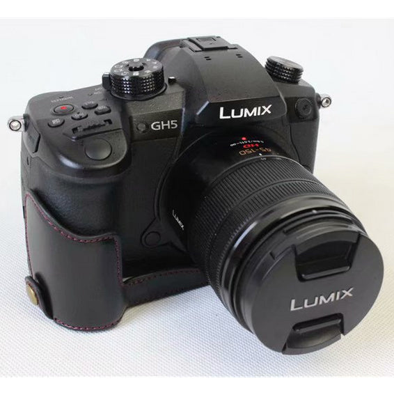 PU Leather Half Camera Case Pouch for Panasonic DMC-GH5GK - Black