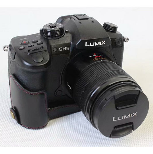 PU Leather Half Camera Case Pouch for Panasonic DMC-GH5GK - Black