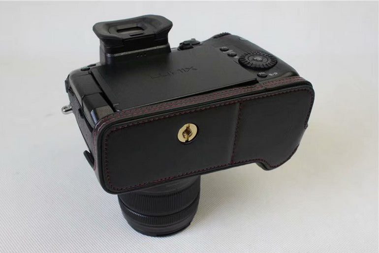 PU Leather Half Camera Case Pouch for Panasonic DMC-GH5GK - Black