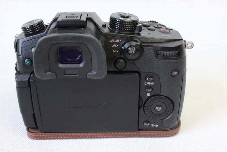PU Leather Half Camera Protective Case for Panasonic DMC-GH5GK - Coffee