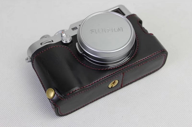 PU Leather Half Camera Case for Fujifilm X100F - Black