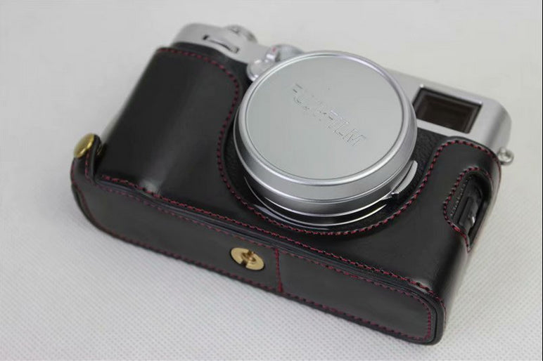 PU Leather Half Camera Case for Fujifilm X100F - Black