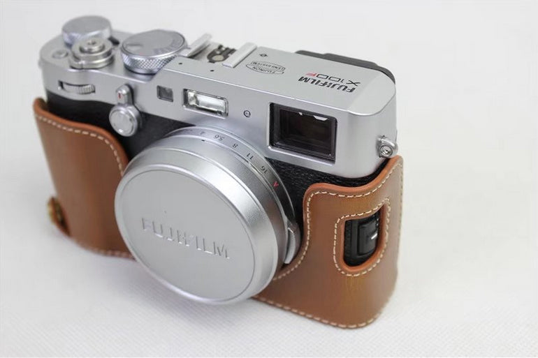 PU Leather Half Camera Protection Cover for Fujifilm X100F - Brown