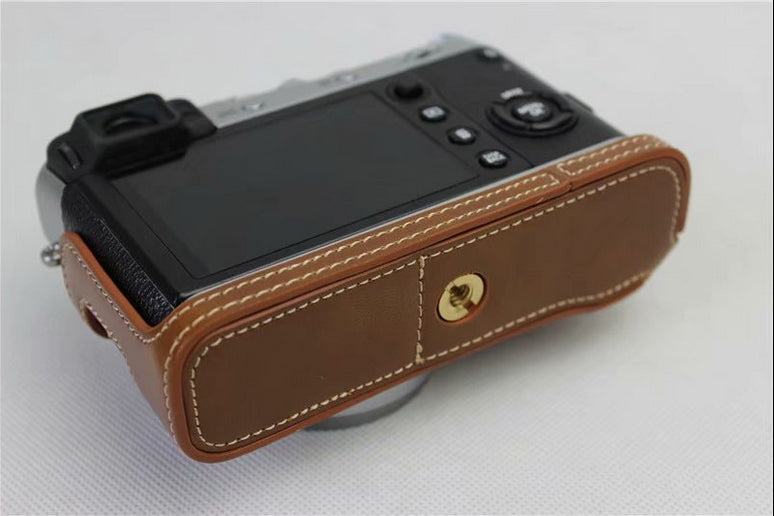 PU Leather Half Camera Protection Cover for Fujifilm X100F - Brown