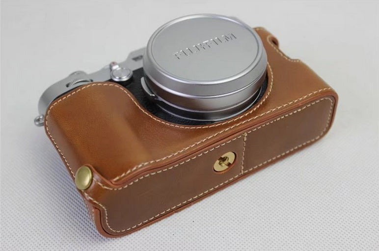 PU Leather Half Camera Protection Cover for Fujifilm X100F - Brown
