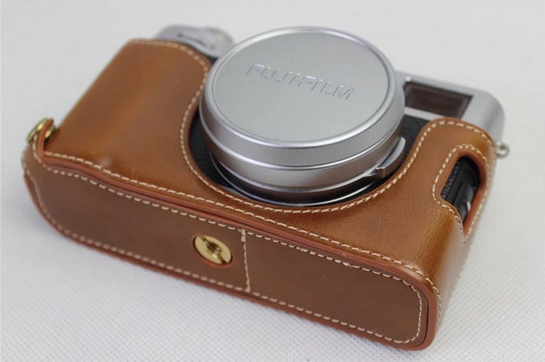 PU Leather Half Camera Protection Cover for Fujifilm X100F - Brown