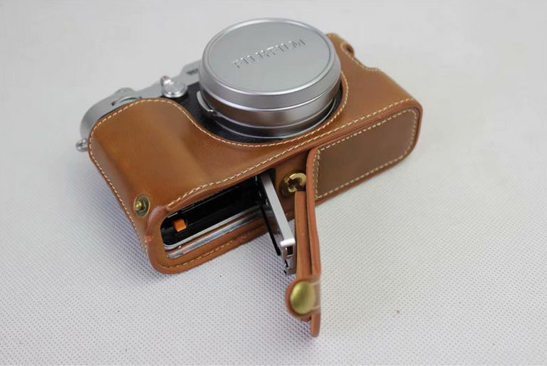 PU Leather Half Camera Protection Cover for Fujifilm X100F - Brown