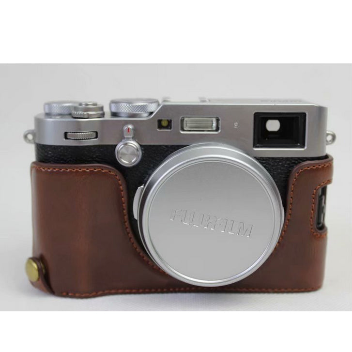 PU Leather Half Camera Protective Shell for Fujifilm X100F - Coffee
