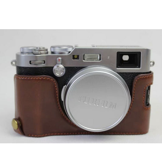 PU Leather Half Camera Protective Shell for Fujifilm X100F - Coffee