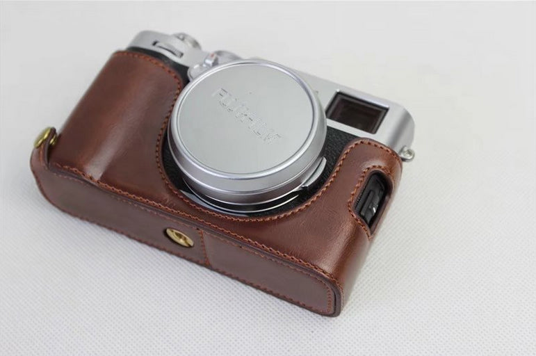 PU Leather Half Camera Protective Shell for Fujifilm X100F - Coffee