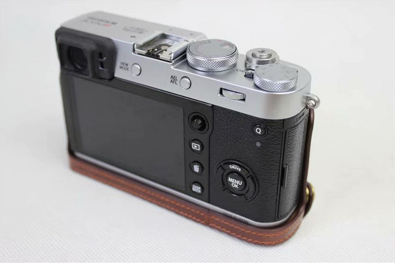 PU Leather Half Camera Protective Shell for Fujifilm X100F - Coffee