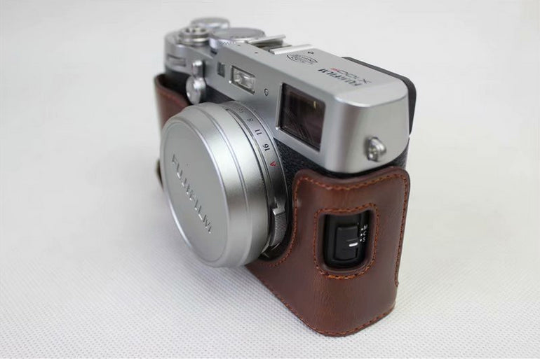 PU Leather Half Camera Protective Shell for Fujifilm X100F - Coffee