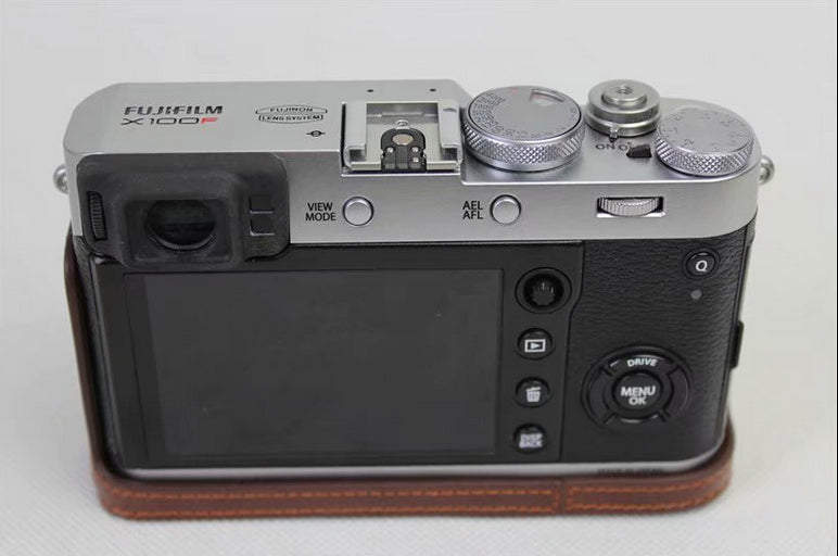PU Leather Half Camera Protective Shell for Fujifilm X100F - Coffee