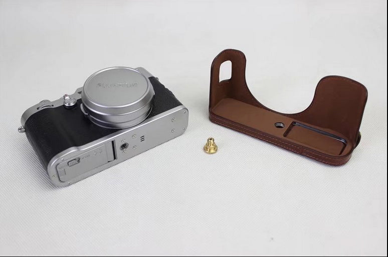 PU Leather Half Camera Protective Shell for Fujifilm X100F - Coffee