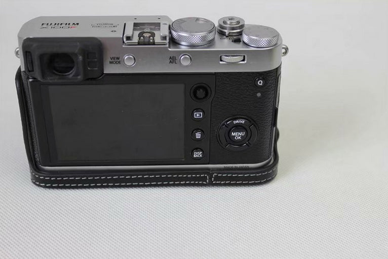 Genuine Leather Half Camera Protection Case Bag for Fujifilm X100F - Black