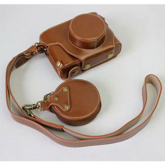 PU Leather Camera Protection Cover Bag + Strap + Camera Lens Bag for Fujifilm X100F - Brown