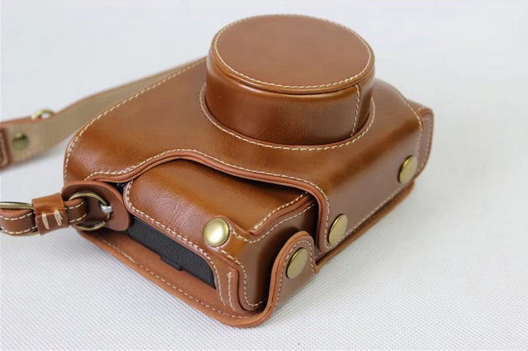 PU Leather Camera Protection Cover Bag + Strap + Camera Lens Bag for Fujifilm X100F - Brown