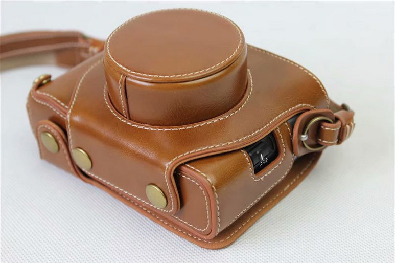 PU Leather Camera Protection Cover Bag + Strap + Camera Lens Bag for Fujifilm X100F - Brown