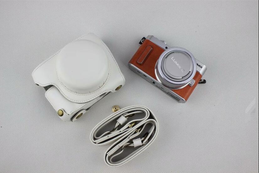 White - Detachable Base PU Leather Camera Protective Cover + Strap for Panasonic GF10