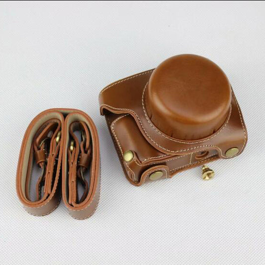 Brown - Detachable Base PU Leather Camera Bag Case + Strap for Panasonic GF10