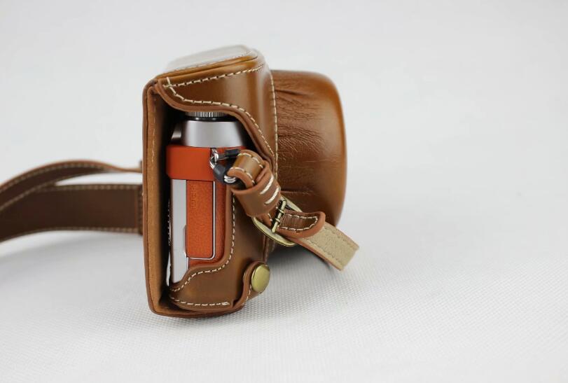 Brown - Detachable Base PU Leather Camera Bag Case + Strap for Panasonic GF10