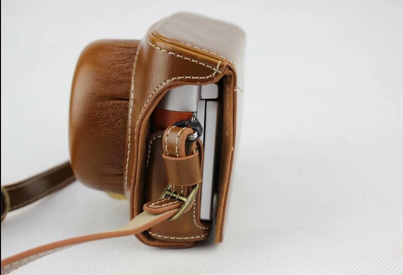 Brown - Detachable Base PU Leather Camera Bag Case + Strap for Panasonic GF10
