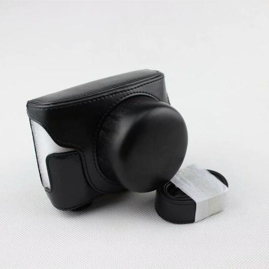Black - PU Leather Camera Protective Case + Strap for Panasonic GF7/GF8/GF9/GF10