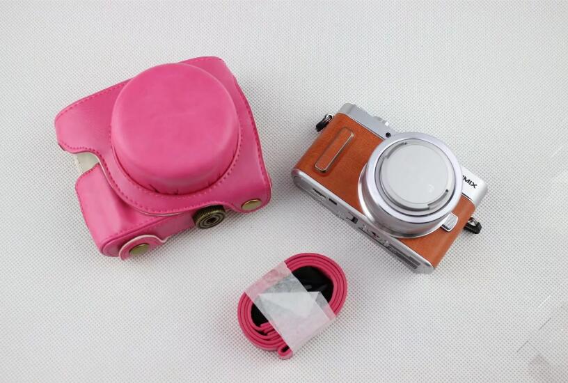 Rose - PU Leather Camera Protective Cover + Strap for Panasonic GF7/GF8/GF9/GF10
