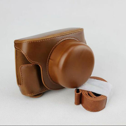 Brown - PU Leather Camera Protection Pouch + Strap for Panasonic GF7/GF8/GF9/GF10