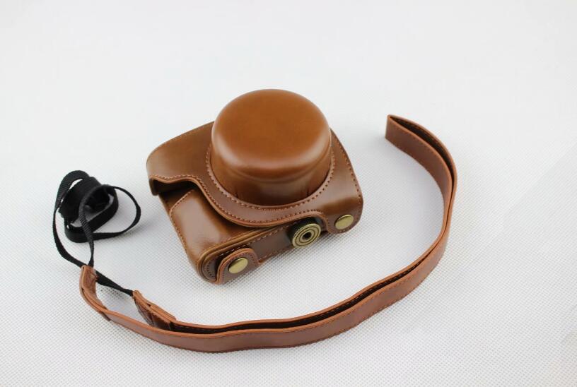 Brown - PU Leather Camera Protection Pouch + Strap for Panasonic GF7/GF8/GF9/GF10