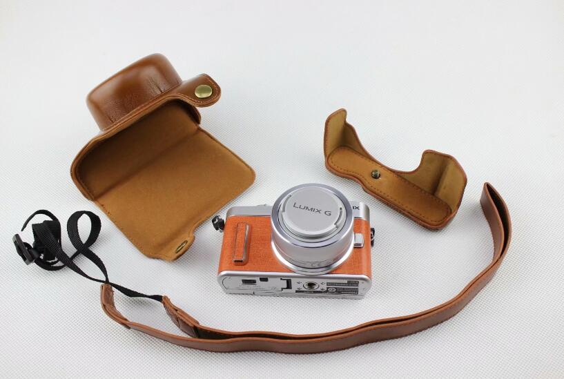 Brown - PU Leather Camera Protection Pouch + Strap for Panasonic GF7/GF8/GF9/GF10