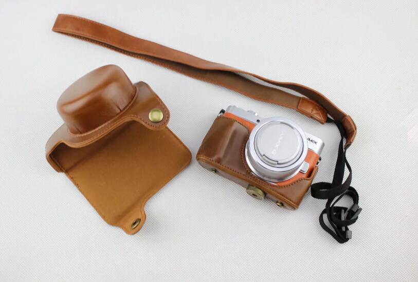Brown - PU Leather Camera Protection Pouch + Strap for Panasonic GF7/GF8/GF9/GF10