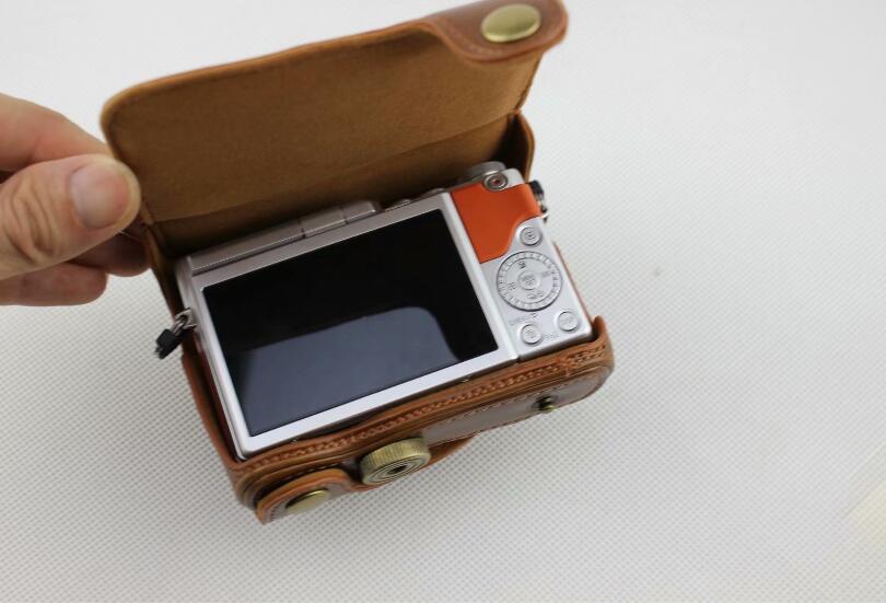 Brown - PU Leather Camera Protection Pouch + Strap for Panasonic GF7/GF8/GF9/GF10