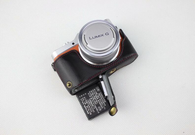 Black - Genuine Leather Half Camera Protection Bag for Panasonic GF7/GF8/GF9/GF10