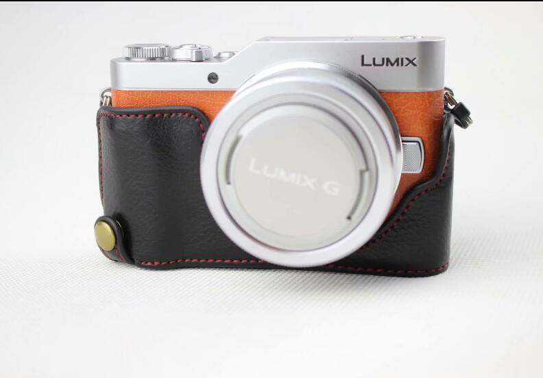 Black - Genuine Leather Half Camera Protection Bag for Panasonic GF7/GF8/GF9/GF10
