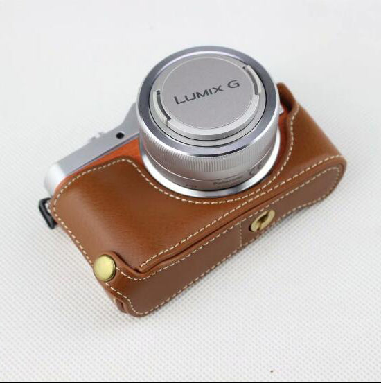 Brown - Genuine Leather Half Camera Protection Case for Panasonic GF7/GF8/GF9/GF10