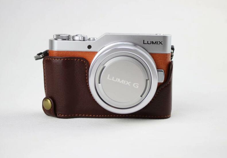 Coffee - Genuine Leather Half Camera Protective Cover Pouch for Panasonic GF7/GF8/GF9/GF10