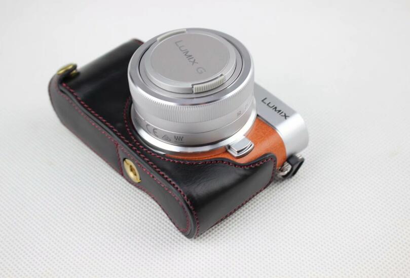 Black - PU Leather Half Camera Case Bag Cover Protector for Panasonic GF7/GF8/GF9/GF10 Camera