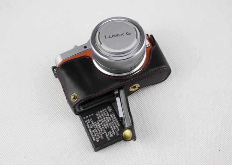 Black - PU Leather Half Camera Case Bag Cover Protector for Panasonic GF7/GF8/GF9/GF10 Camera