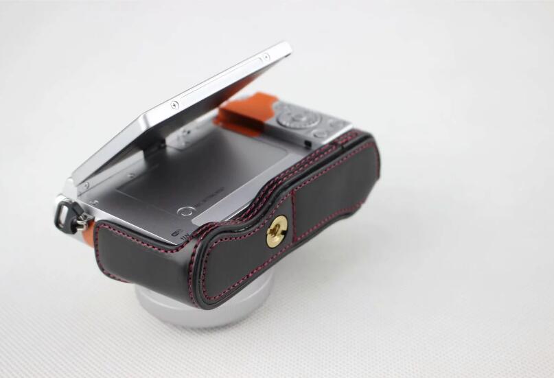 Black - PU Leather Half Camera Case Bag Cover Protector for Panasonic GF7/GF8/GF9/GF10 Camera