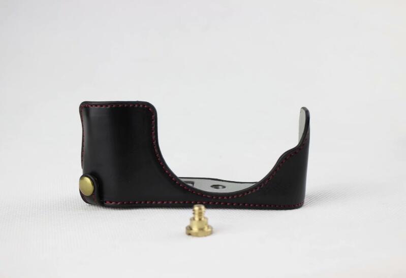 Black - PU Leather Half Camera Case Bag Cover Protector for Panasonic GF7/GF8/GF9/GF10 Camera