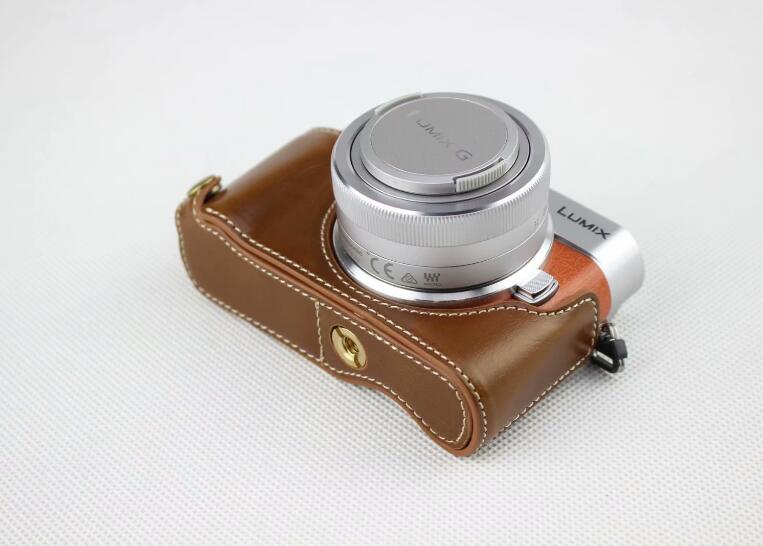 Brown - PU Leather Half Camera Case Bag Cover Protector for Panasonic GF7/GF8/GF9/GF10 Camera