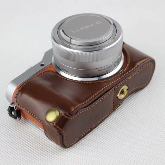 Coffee - PU Leather Half Camera Case Bag Cover Protector for Panasonic GF7/GF8/GF9/GF10 Camera