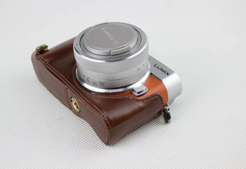 Coffee - PU Leather Half Camera Case Bag Cover Protector for Panasonic GF7/GF8/GF9/GF10 Camera