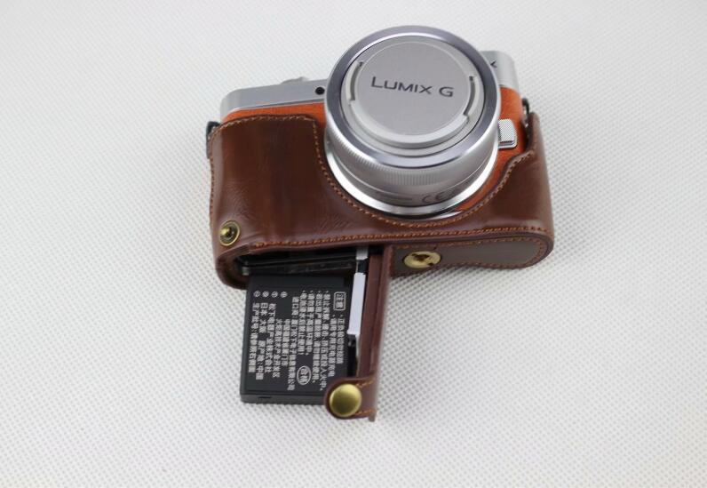 Coffee - PU Leather Half Camera Case Bag Cover Protector for Panasonic GF7/GF8/GF9/GF10 Camera