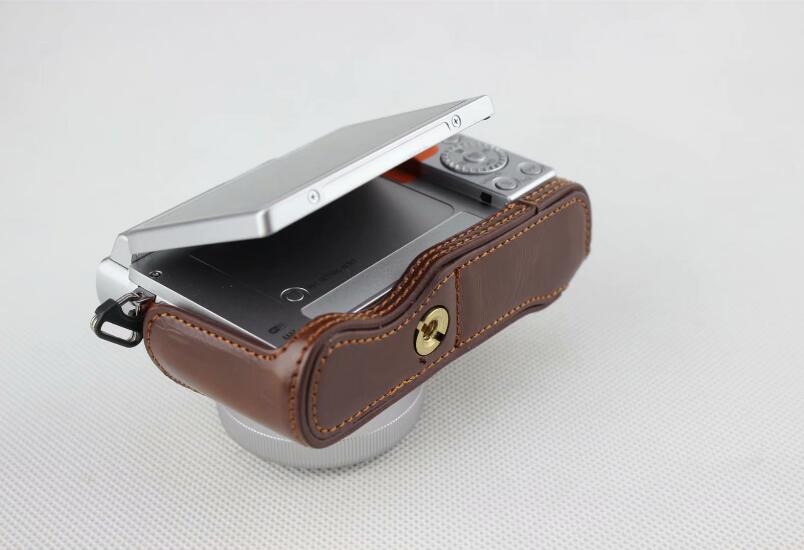 Coffee - PU Leather Half Camera Case Bag Cover Protector for Panasonic GF7/GF8/GF9/GF10 Camera